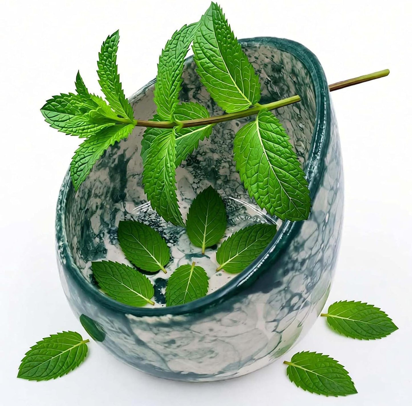Green Glazed Pottery Herb Stripper Bowl - Handmade Ceramic Kitchen Tool with Four Sizes Holes for Parsley, Rosemary, Mint, Basil, Cooking & Meal Prep Also as Serving Bowl