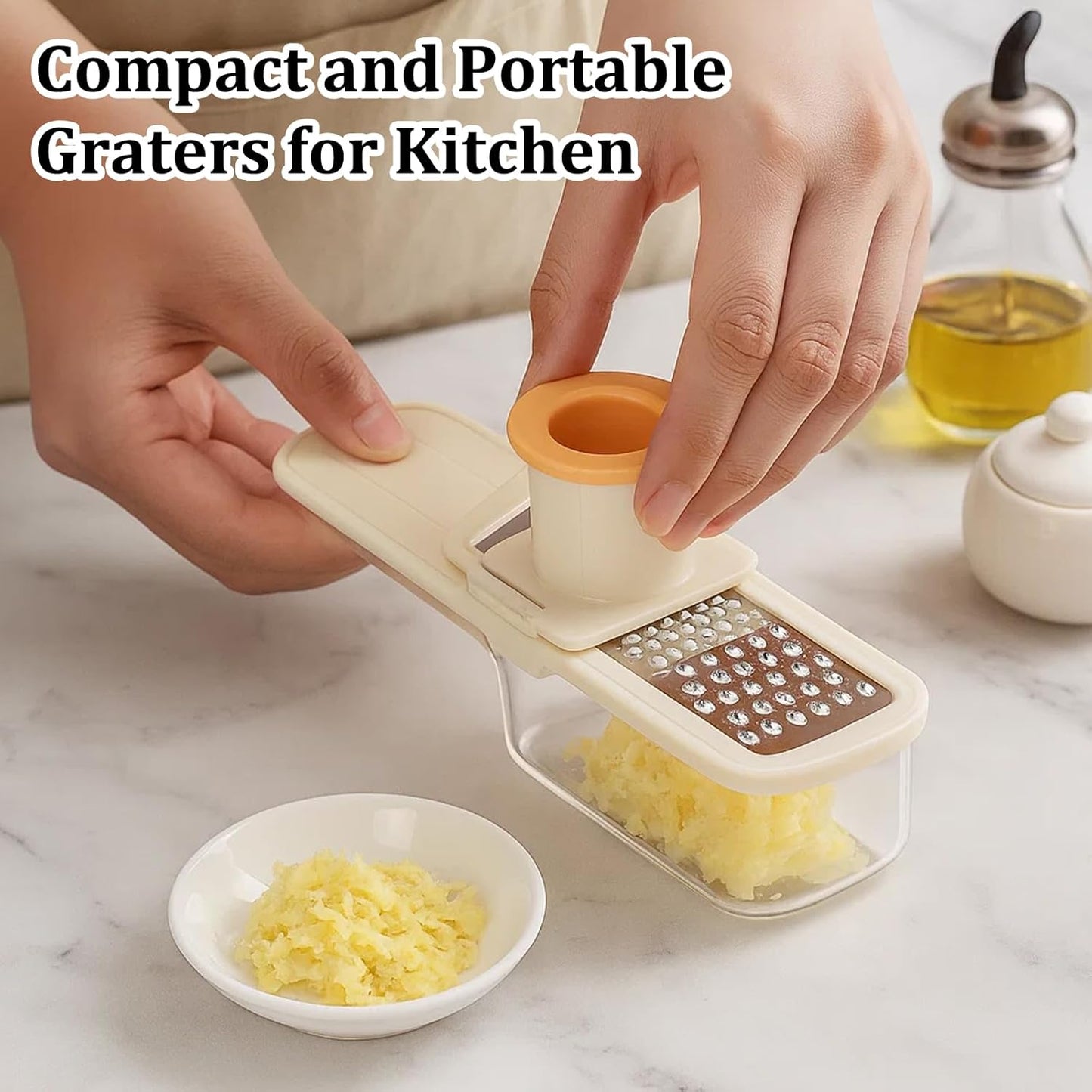 2 PCS Ginger Grater, Ginger Garlic Grater Tool, Multi-Function Zester Grater with Handle, White and Green