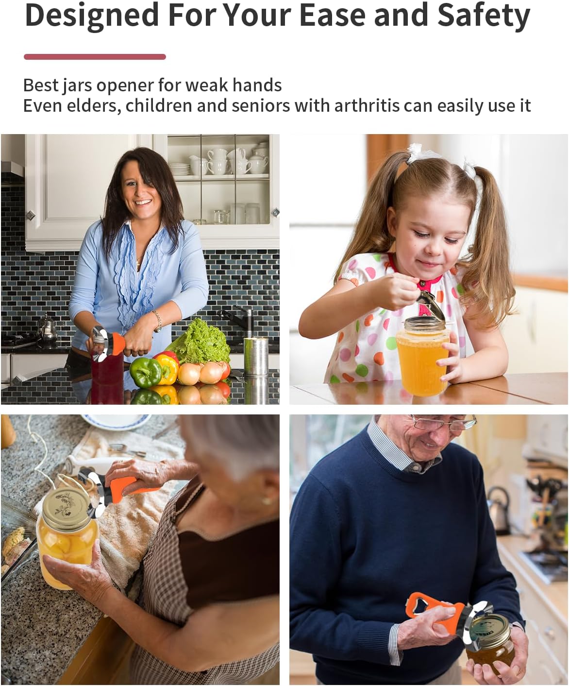 CYDW Mason Jar Opener Tool with Soft Touch Handle, No Lid Dents or Damage, Can Opener Manual Multi-Purpose, Easy Twist Manual Handheld Top Remover, Canning Supplies, Bottle Opener, Made for Lifetime