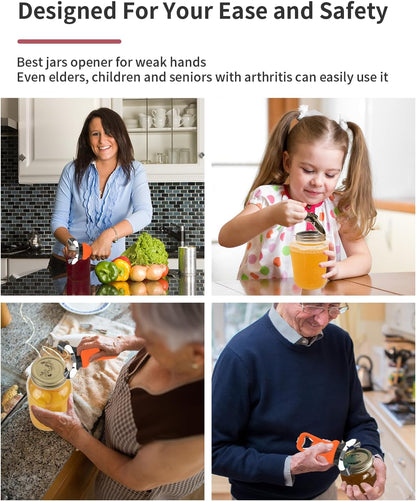 CYDW Mason Jar Opener Tool with Soft Touch Handle, No Lid Dents or Damage, Can Opener Manual Multi-Purpose, Easy Twist Manual Handheld Top Remover, Canning Supplies, Bottle Opener, Made for Lifetime