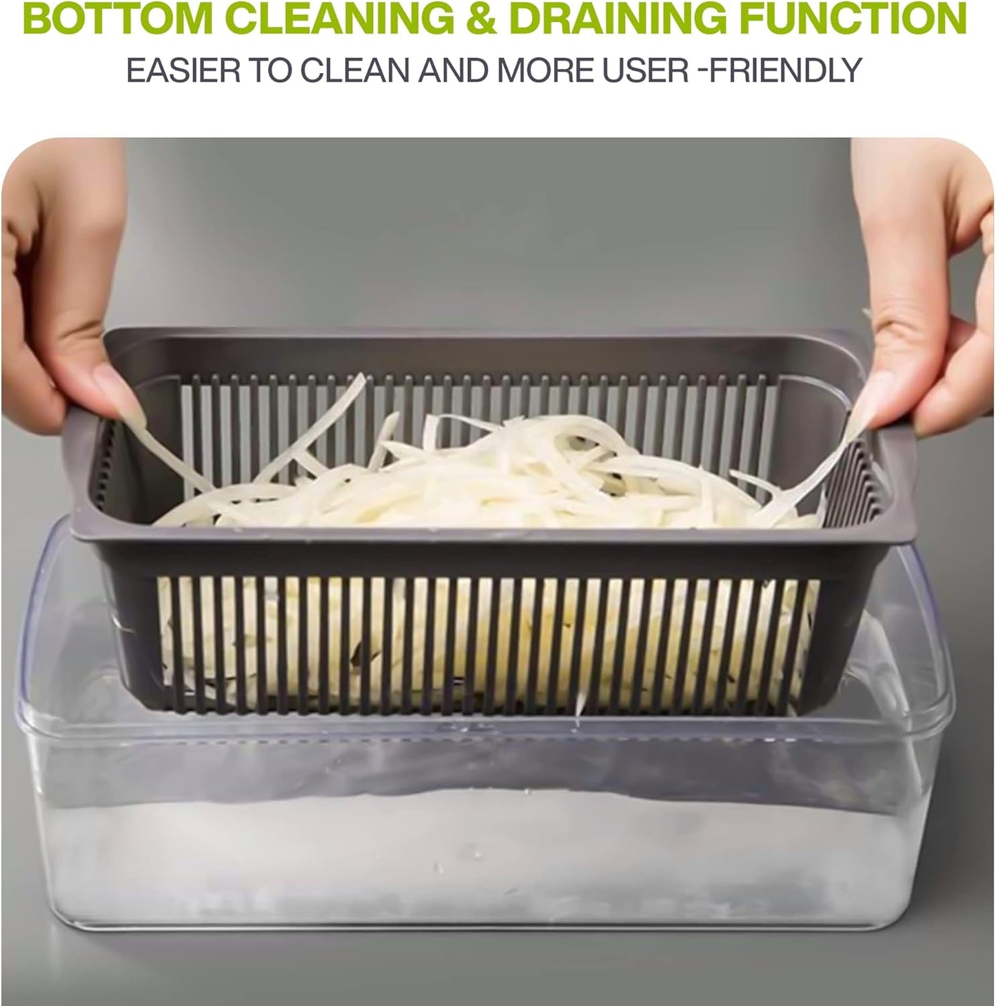 Vegetable Chopper 15-1 with Container - 8 Blades Dicer Chopper Cutter & Slicer - Draining Basket, Peeler, Egg separator, and Many More - Vegetable Chopper for Onions, Potatoes, Tomatoes