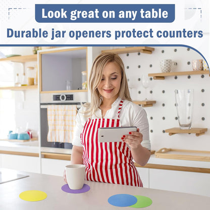 Aixoom Rubber Jar Opener Pads Set of 4, Round Heat-insulated Non-Slip Gripper Pads for Jars, Kitchen Tool for Easy Opening (Circle)
