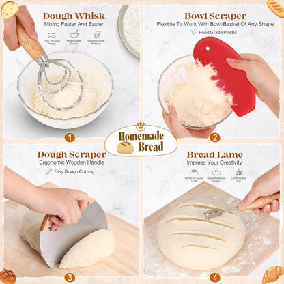 Sourdough Starter Kit, Sourdough Bread Baking Supplies, Bread Proofing Basket, Sourdough Kit for Modern Home and Kitchen, Sourdough Bread Basket, Sour Dough Kit Tools, Bread Making Tools Kit
