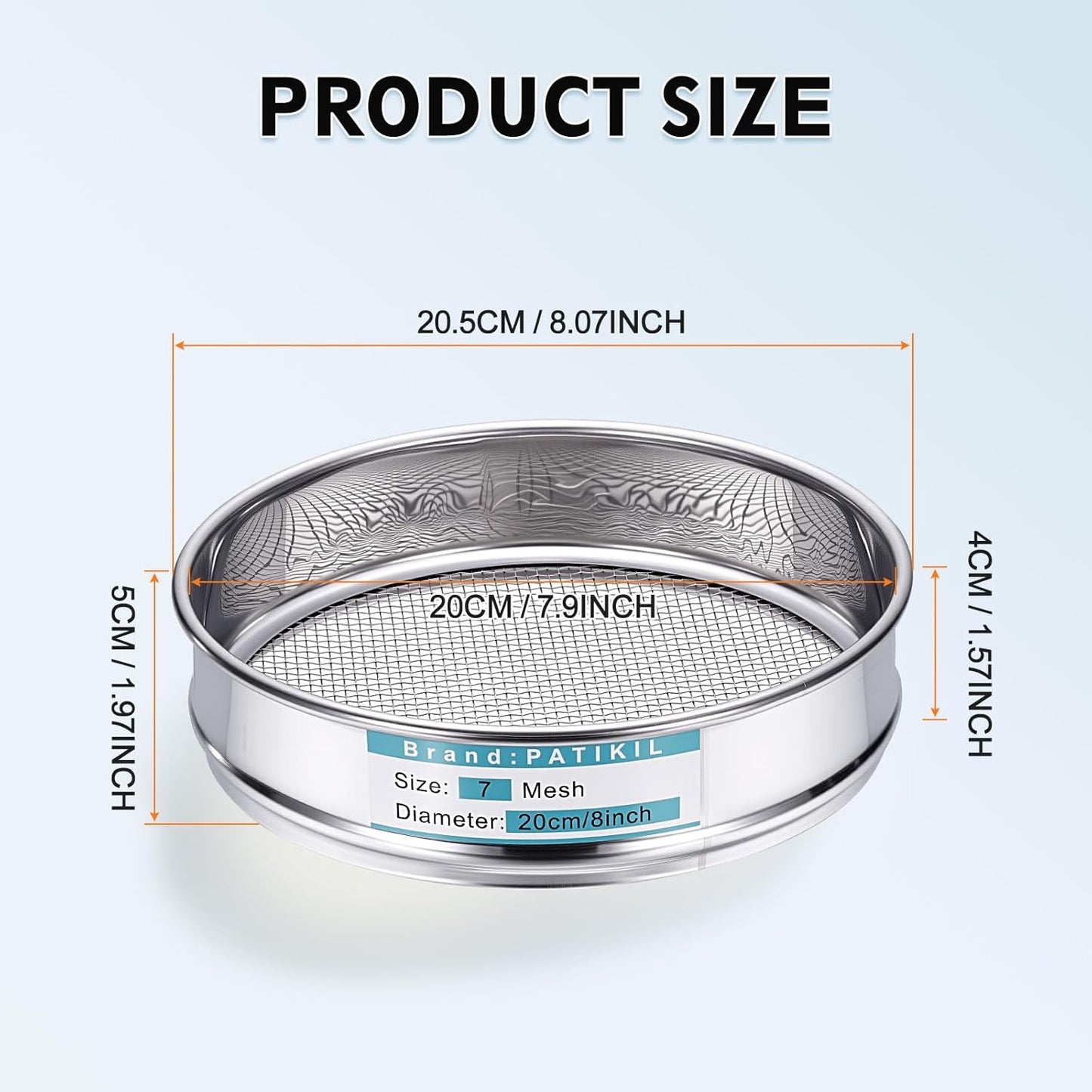 PATIKIL 325 Mesh(0.045mm) Lab Sieve, 3.9"(10cm) Diameter Sifting Screen 304 Stainless Steel Wire Cloth Fine Mesh Sieve for Industrial Laboratory Home Soil Sifter Dry Sift Screens Hash - Colors A