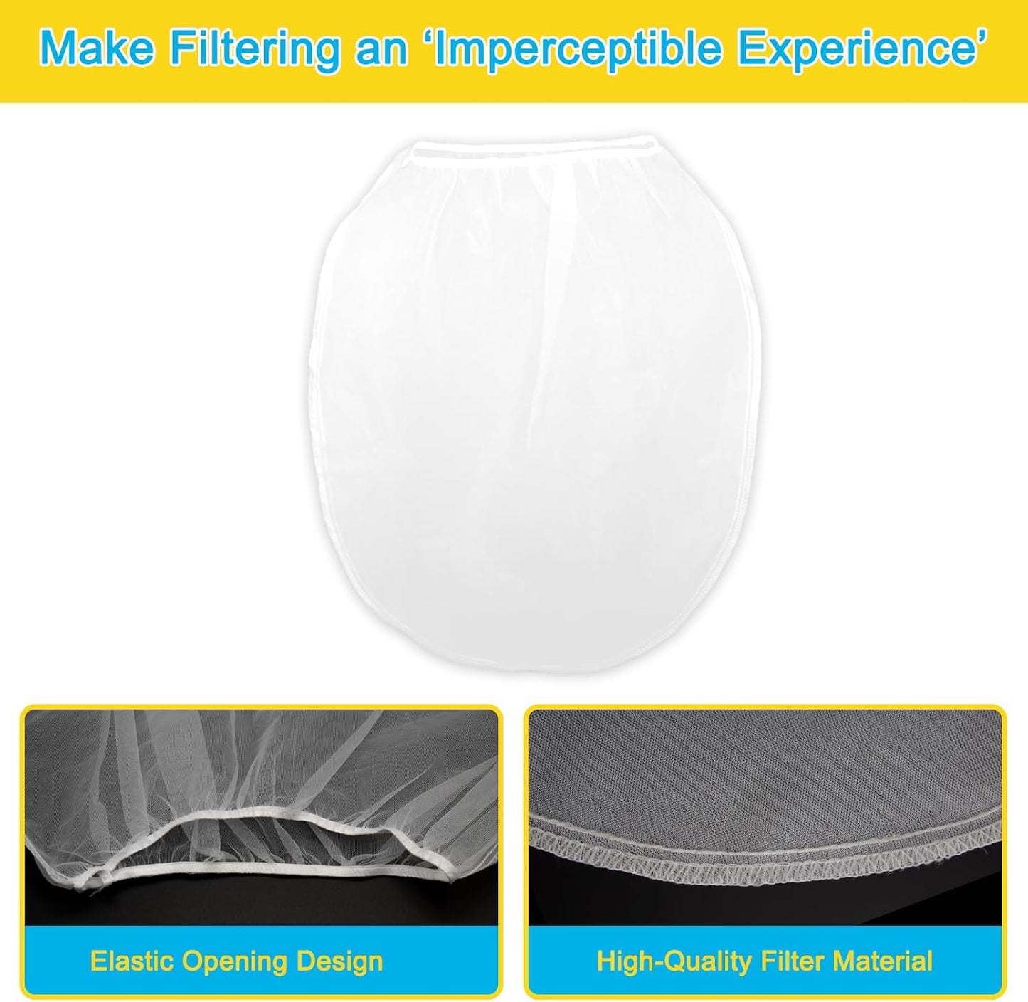 10 PCS Paint Filter Bags, 5 Gallon White Fine Mesh Strainer Bags, Elastic Top Opening Mesh Bag for Paint, Gardening & Hydroponics
