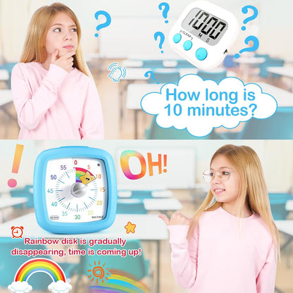 Secura 60-Minute Visual Timer, Silent Study Timer for Kids and Adults, Time Clocks, Time Management Countdown Timer for Teaching (Navy Blue & Navy Blue)