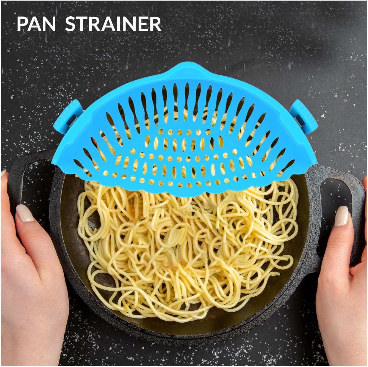 Silicone Pasta Strainer Insert - Clip On for Pots & Pans - Easy Pasta Draining