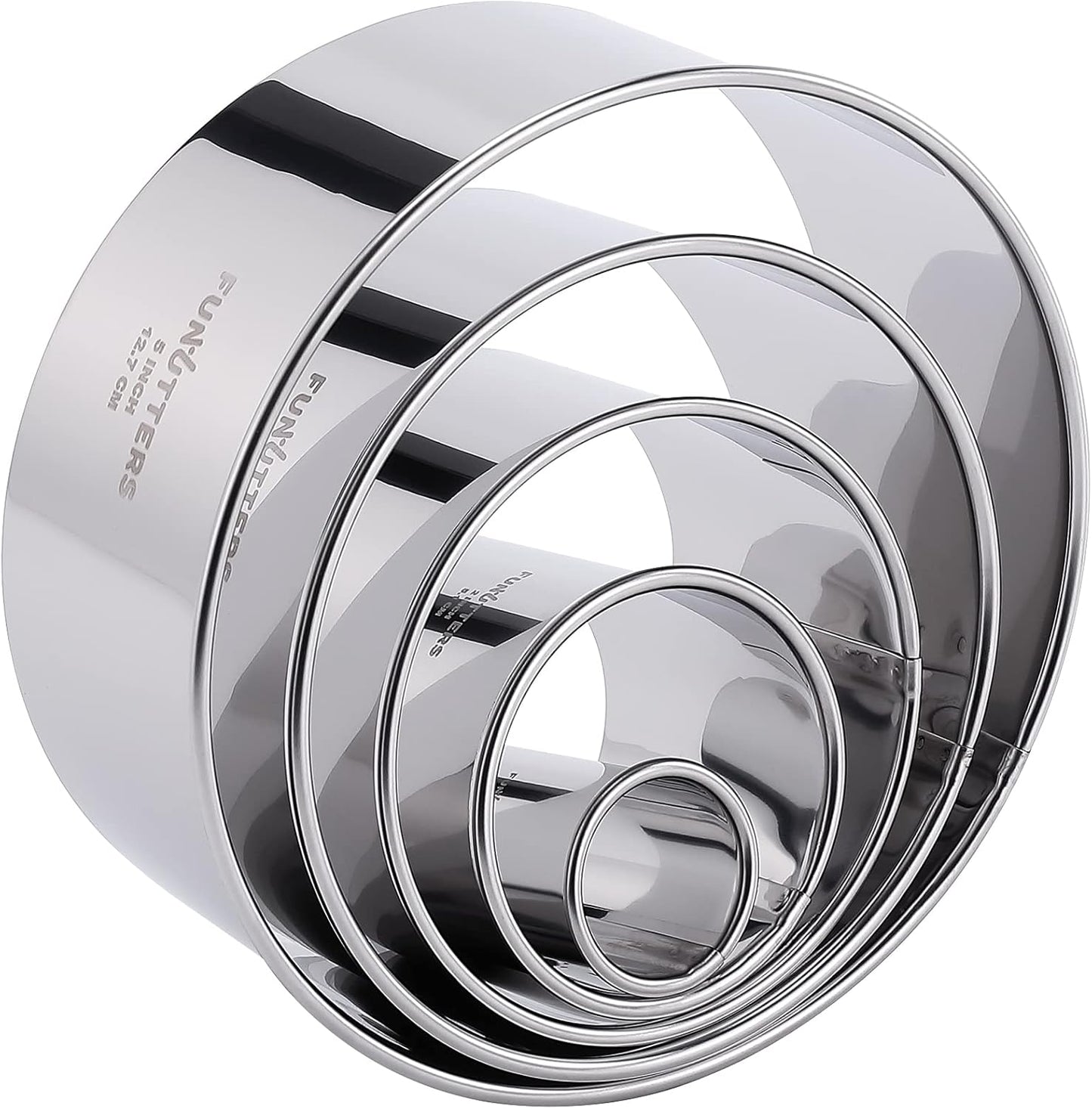 Cookie Cutter Set, 4 Pc. Kit, Measuring 2'', 3'', 4'' and 5'', Round Metal Baking Rings for Pastry, Biscuits, and Dough Cutting, Heavy Duty and Reusable, Multiple Sizes