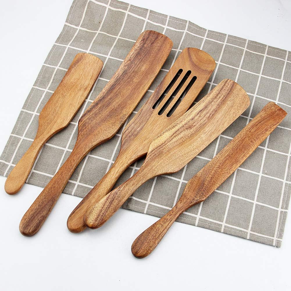 Skinny Spurtle for Sourdough Starter, Mixing,Reaching Bottom of Jars,Dough Whisk,Long Handle Wooden Spatula, Spurtles Kitchen Tools for NonStick Cookware