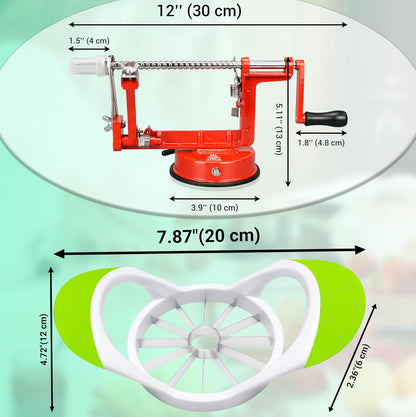 ARSUK Apple Peeler Corer Slicer with Suction Base – 3-in-1 Heavy Duty Cast Iron Hand Crank Machine for Potatoes & Pears – Stainless Steel Blades, Adjustable Arm, Quick Peeling & Spiral Slicing Tool