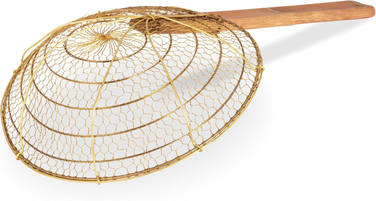 Craft Wok Small 6-Inch Brass Mesh Strainer/Spider Skimmer Zhao Li, Robust & Elegant Kitchen Tool for Frying & Straining, Authentic Oriental Cookware - / 732W7