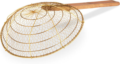 Craft Wok Small 6-Inch Brass Mesh Strainer/Spider Skimmer Zhao Li, Robust & Elegant Kitchen Tool for Frying & Straining, Authentic Oriental Cookware - / 732W7