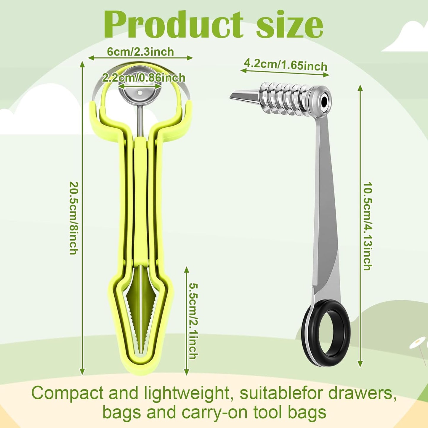 Kitchen Spiral and Melon Baller Scoop Set 4 in 1 Stainless Steel Fruit Scooper Seed Remover Cutter Vegetable Spiral Cutter for Potatoes, Cucumbers, Carrots, Kitchen Food Decoration Tools