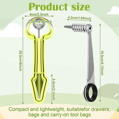 Kitchen Spiral and Melon Baller Scoop Set 4 in 1 Stainless Steel Fruit Scooper Seed Remover Cutter Vegetable Spiral Cutter for Potatoes, Cucumbers, Carrots, Kitchen Food Decoration Tools
