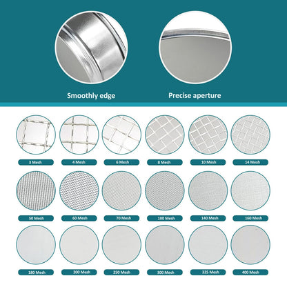 304 Stainless Steel Mesh Lab Sieve, 325 Mesh (0.045mm) Aperture Test Sieve, 4inch(10cm) Economy Standard Analysis Sample Test Sieves for Industrial Laboratory Homes - Colors B