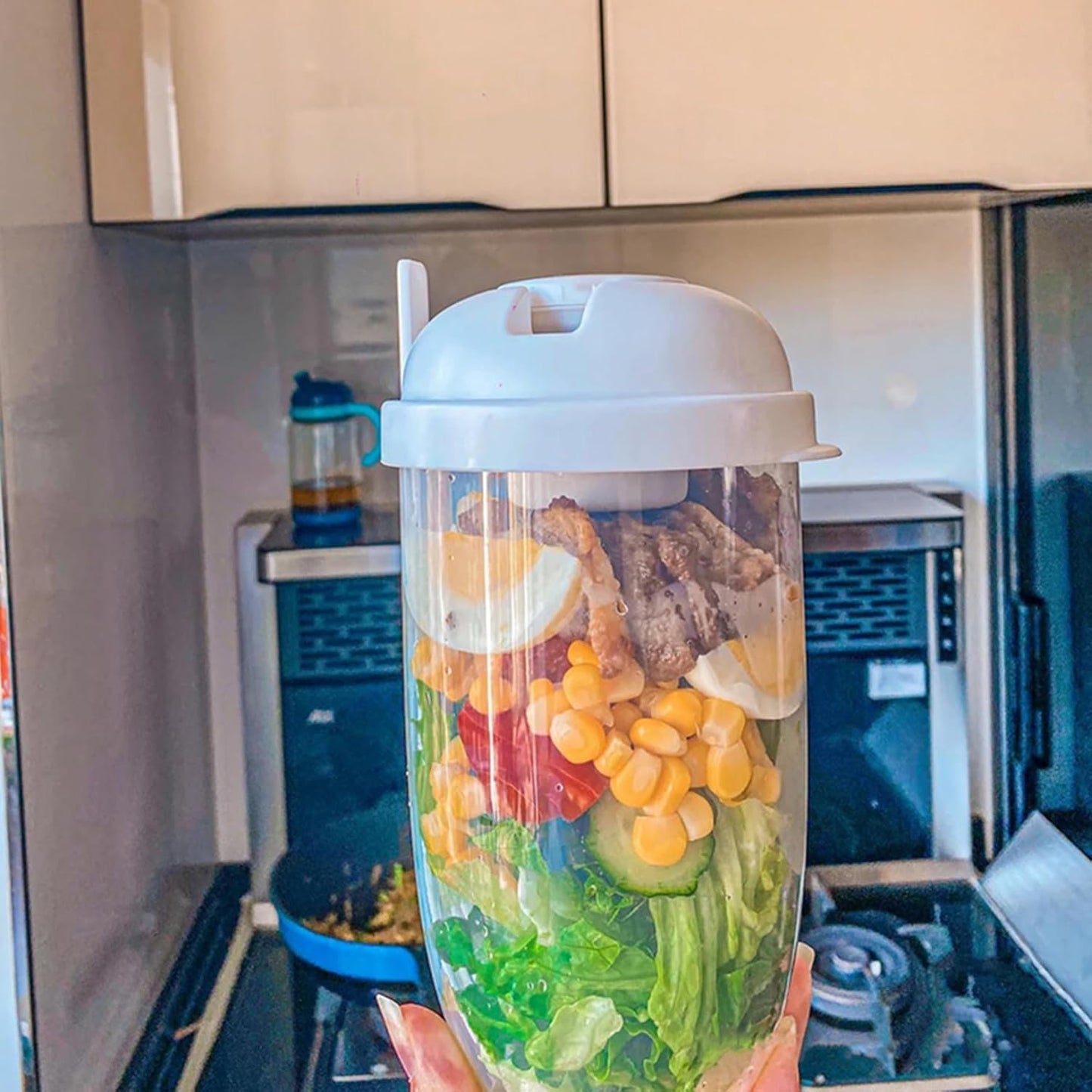 Fresh Salad Cup Salad Dressing Container to Go Salad Meal Shaker Salad Dressing Holder for Lunch Green, salad dressing shaker