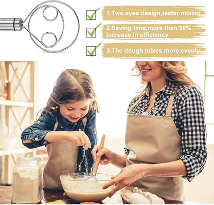 Stainless Steel Atta Kneader, Dough Maker, Flour Mixer, Bread Mixing Tool, Roti Atta Blender Beater Manual Flour Mixer for Egg, Bread, Cake, Pastry, Pizza Dough