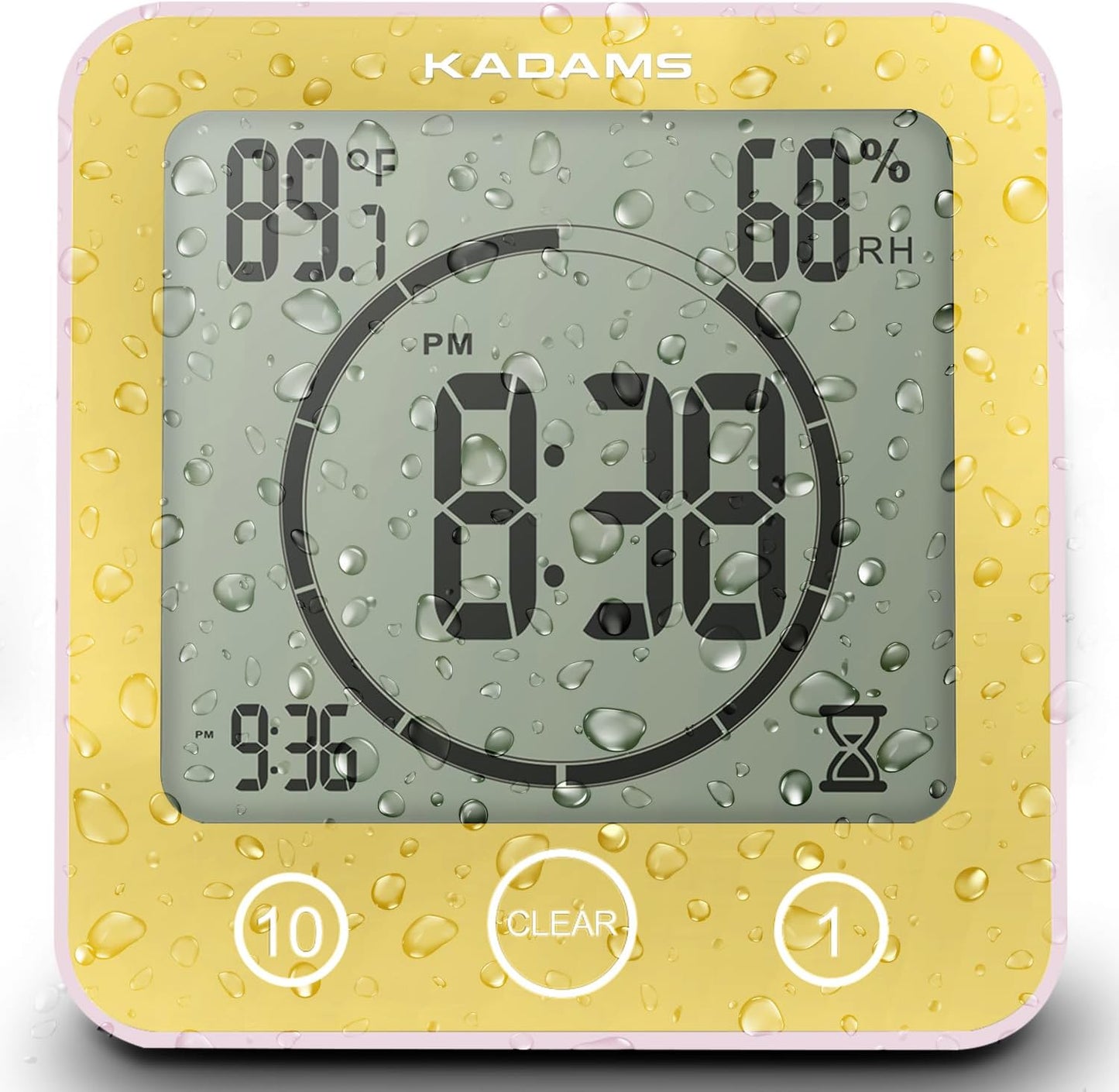 KADAMS Shower Clock Waterproof Bathroom Timer – Digital Wall Clock with Countdown, Magnetic Kitchen Clock with Temperature & Humidity, Suction Cup for Kids Shower Spa Cook Bath (Black)