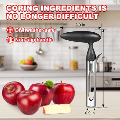 Apple Corer Tool with Sharp Serrated for Pears,Premium Apple Core Remover,Easily Core Fruits,Fruit Flesh Separator Apple Core Puller（Red）