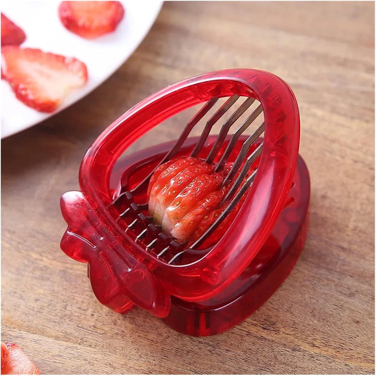 yongduogongsi Strawberry Slicer Cutter Strawberry Corer Strawberry Huller Fruit Leaf Stem Remover Salad Cake Egg Tools Kitchen Accessories