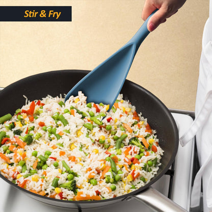 Silicone Spatula Spoon, Great for Both Cooking and Serving Durable BPA-Free Matte Black Silicone, Seamless Design, Safe for Nonstick Cooking Surfaces, 2-Pcs, Gray