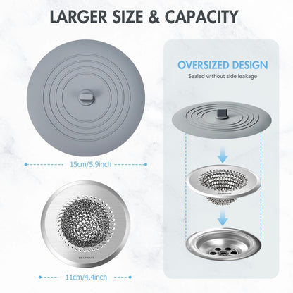 TRAPMATE Kitchen Sink Drain Strainer, Reversible Chain Mesh Sink Strainer, 304 Stainless Steel Anti-Clogging & Easy Clean Sink Strainer Basket, Fits US Standard Kitchen Sink Drains, Dishwasher Safe