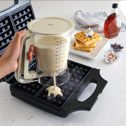 Premium Batter Dispenser for Pancakes, Cupcakes, Crepes, Waffles, Muffins, Griddle Breakfast Accessory, baking tool