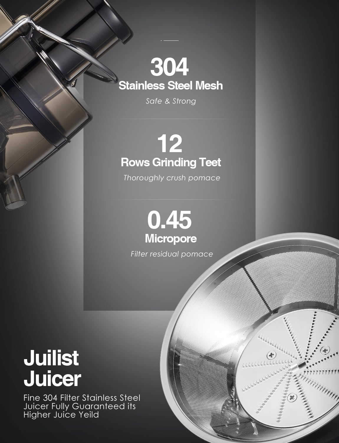 Juicer Machines, Juilist 3" Wide Mouth Juicer Extractor Max Power 800W, for Vegetable and Fruit with 3-Speed Setting, 400W Motor, Easy to Clean