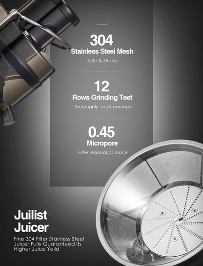 Juicer Machines, Juilist 3" Wide Mouth Juicer Extractor Max Power 800W, for Vegetable and Fruit with 3-Speed Setting, 400W Motor, Easy to Clean