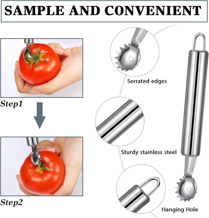 4-Piece Strawberry Huller & Tomato Corer Set - Stem Remover Tool for Strawberry, Potato, Pineapple