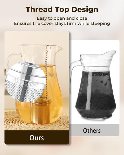 House Again Large Tea Infuser, Extra Fine Mesh Tea Strainers for Loose Tea, 18/8 Stainless Steel Tea Strainer with Extended Chain Hook, Tea Steeper for Brew Tea, Spices & Seasonings, for Multi Cups