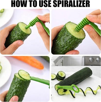 Potato Spiral Cutter, Potato Peeler, 6Pcs Set Includes Manual Vegetable Spiralizer and Vegetable Peeler, Practical Vegetable Spiral Slicer Cutter for Potatoes Carrots Cucumbers Fruits