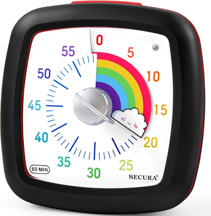 Secura 60-Minute Visual Timer, Silent Study Timer for Kids and Adults, Time Clocks, Time Management Countdown Timer for Teaching (Navy Blue & Navy Blue)