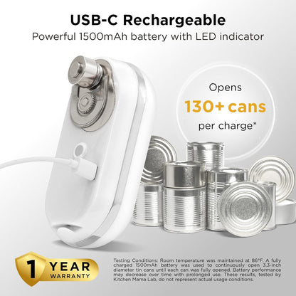 Kitchen Mama Mini Plus Rechargeable Electric Can Opener: USB-C Charging, Hands-Free, Auto Stop, Compact, Cordless, Smooth Edge - Perfect for Seniors with Arthritis, Home, and Travel (Red)