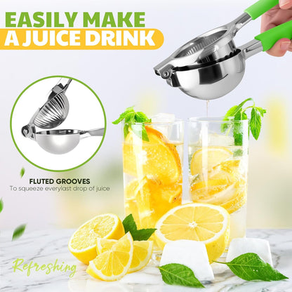 Lemon Squeezer Large, Lemon Squeezer Juicer Stainless Steel, Heavy Duty Manual Citrus Juicer Hand Press, Kitchen Tools Lime Squeezer Bar Tool, Easy to Clean Metal Lemon Hand Press