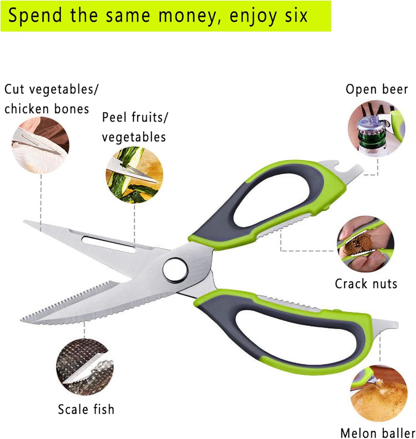 Kitchen Scissors All-Purpose Heavy Duty, Poultry Shears with Strong Magnet Knife Holder, Stainless Steel Removable Safe Blade, Kitchen Shears For Food, Cutting Meat, Herbs, Poultry, Bones