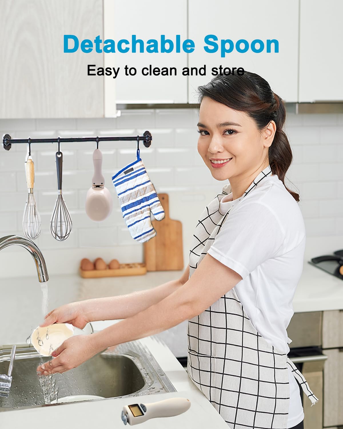 Digital Food Measuring Scoop Scale - Electronic Kitchen Measuring Spoon Scale for Cooking Baking - Smart Adjustable Measure Cup for Home Cooks Bakers Chefs Pet Owners
