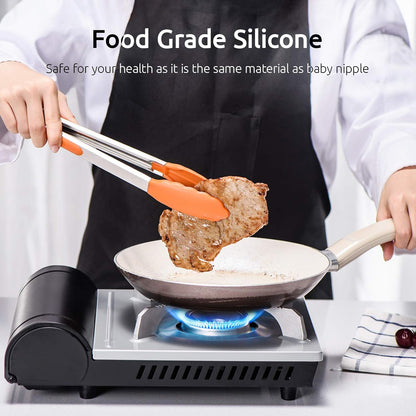 600ºF Heat Resistant Kitchen Tongs: U-Taste 7/9/12 inch Silicone Cooking Tong Set with Non Stick Rubber Tips and Silicon Coated 18/8 Stainless Steel Handle for Serving Grilling Salad(Midnight Blue)