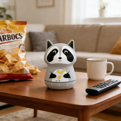 Mechanical Kitchen Timer - 60 Minutes - Cute Raccoon Mechanical Timer, Suitable for Kitchen, Children, Classroom, Home Study, and Cute Decoration