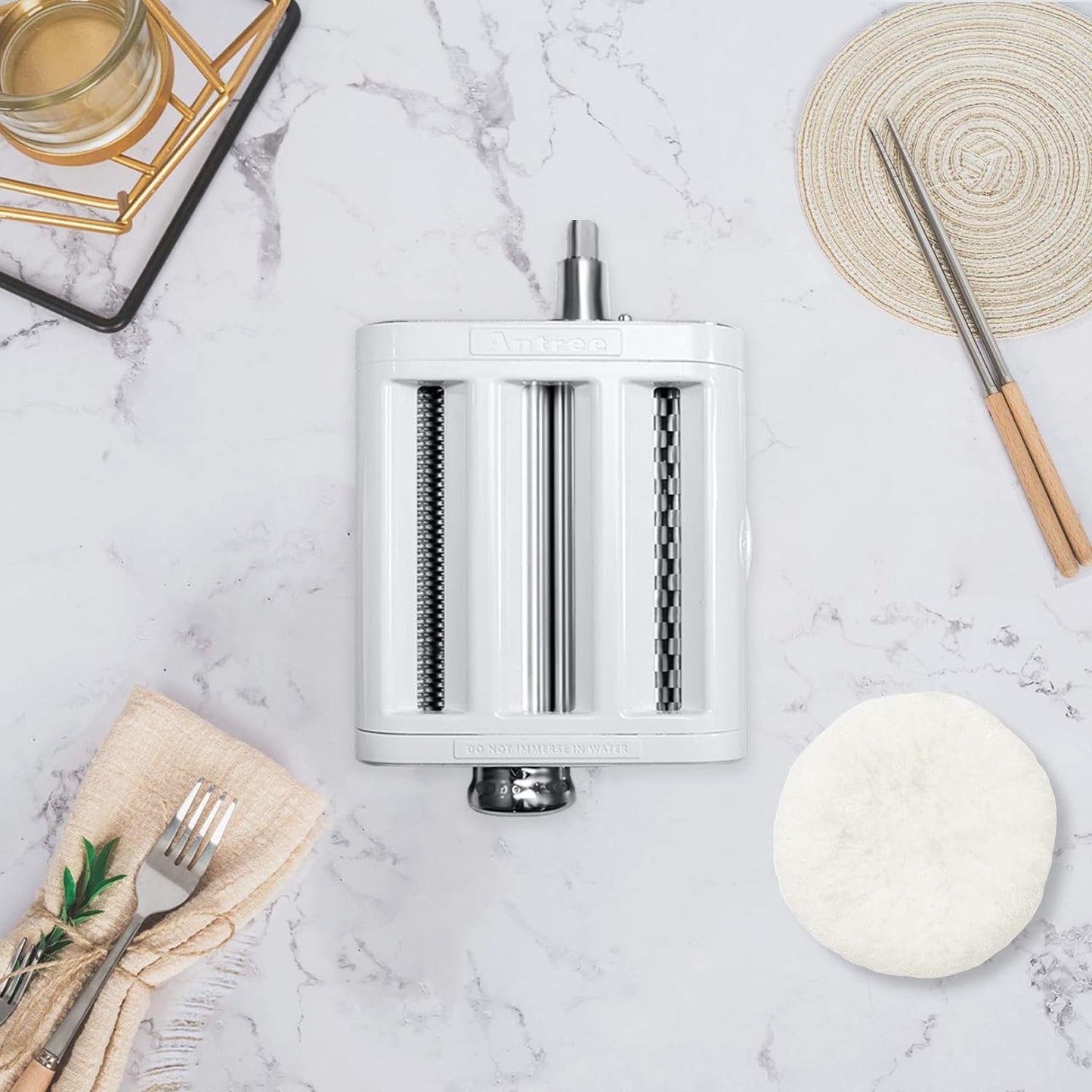 ANTREE 3-IN-1 Pasta Attachment & Ravioli Attachment for KitchenAid Stand Mixers, Pasta Maker Assecories included Pasta Sheet Roller, Spaghetti Cutter and Ravioli Maker Attachment