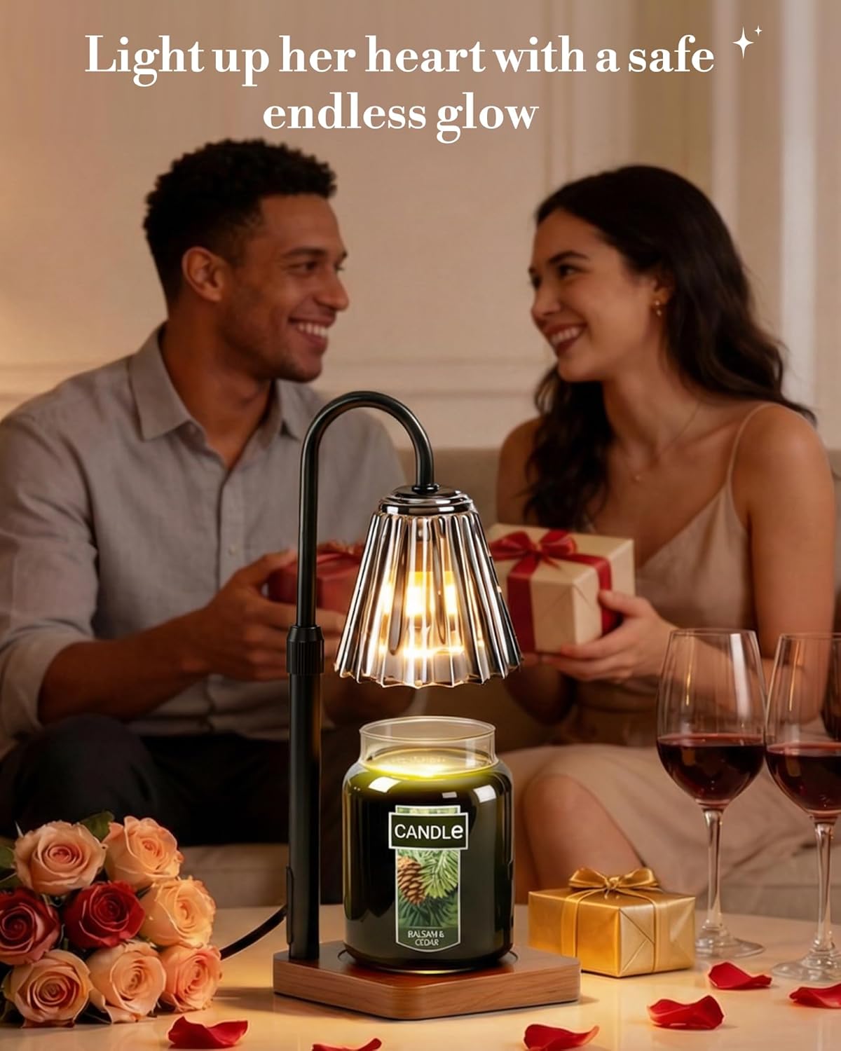 Marycele Candle Warmer Lamp with Timer & Dimmer - Mothers Day Gifts for Women Mom Her, Aesthetic Office Home Decor, Adjustable Height Wax Melter for Candle Jar & 3-Wick Candles (2 Bulbs Included)