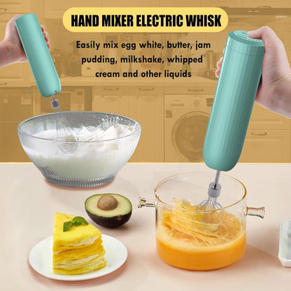 Cordless Hand Mixer MixgoII, Handheld Mixer Electric Whisk & Milk Frother, Hand Held Mini Mixers, Rechargeable Hand Mixer and Whisker, Food Processor for Cooking, Food Chopper, 4-Speed, 10Oz