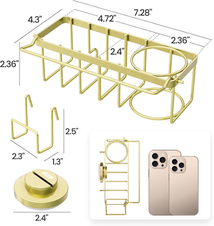 TAILI Sponge Holder for Kitchen Sink with Strong Suction Cup, Rustproof Aluminum Sink Caddy for Sponges, Removable Sponge Holder, Dish Brush for Scraper - Silver