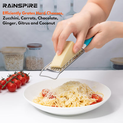 Rainspire Professional Cheese Graters for Kitchen Stainless Steel Handheld, Metal Lemon Zester Grater With Handle For Cheese, Chocolate, Spices, Kitchen Gadgets And Tools, Soft Grip Handle, Black