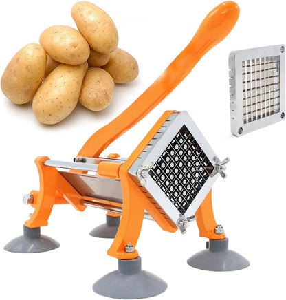 French Fry Cutter Commercial Potato Slicer with Suction Feet Complete Set, Includes 1/4", 3/8",1/2"