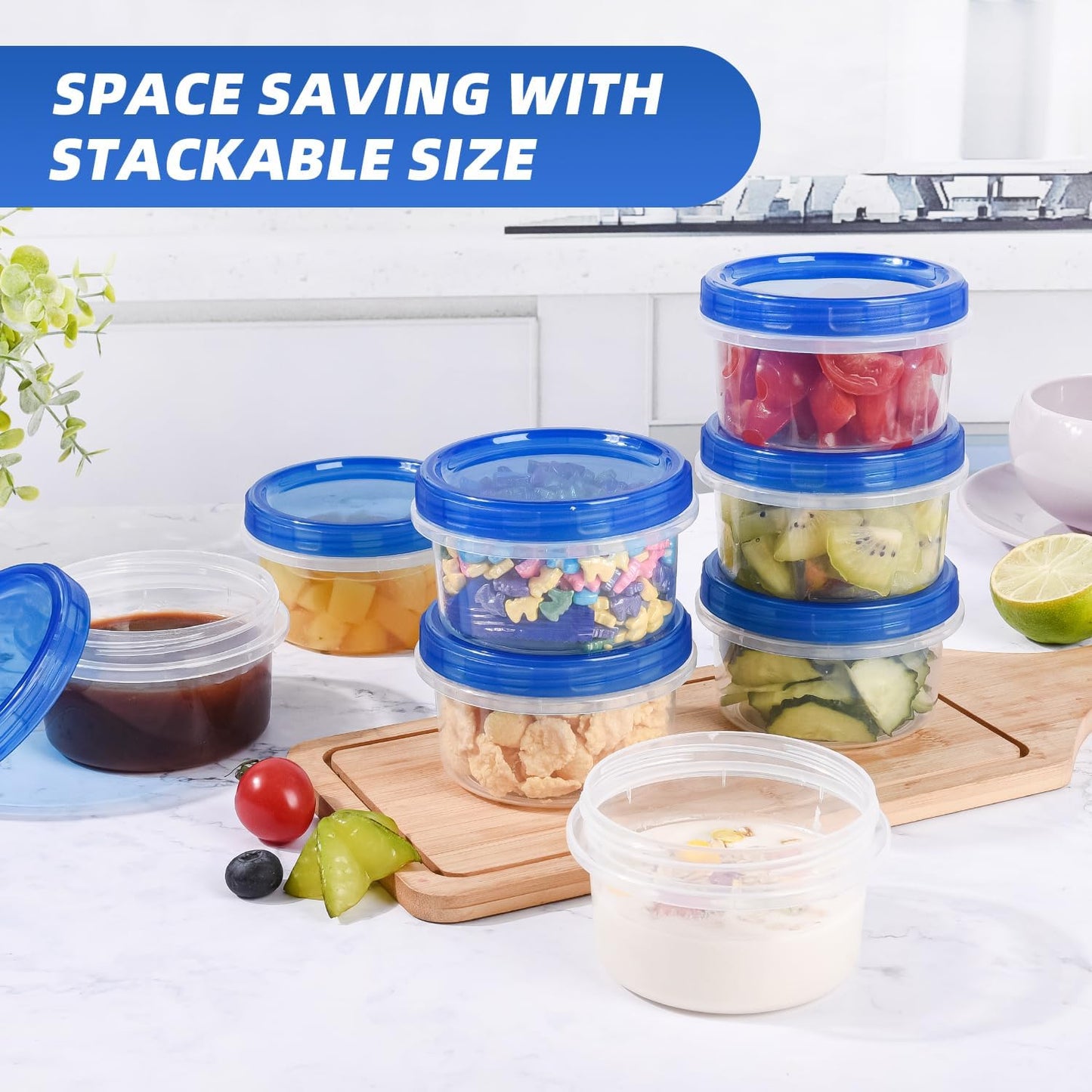 Salad Dressing Containers, [8 Pack*2 oz] Reusable Easy to Open Dressing, Condiment, Sauce, Dip Containers to Go With Leak-Proof Twist Top Lids, Bpa Free, Safe For Microwave, Freezer, Dishwasher