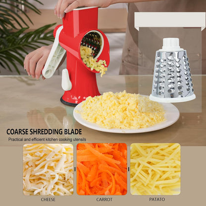Rotary Cheese Grater with Handle-Versatile Cheese Grater Non-Slip Suction Base,Cheese Shredder & Food Slicer for Cheese,Carrots, Cucumbers,Nuts-Compact & Easy Clean Kitchen Kitchen Tool (blue)