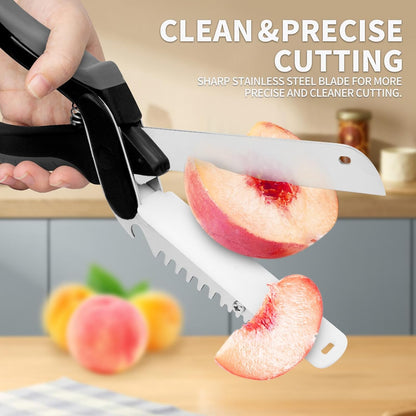 6 in 1 Kitchen Scissors for food,Tomato Knife Chops Cutting Board Scissors with Safety Lock，Detachable kitchen shears for food Meat Cheese Vegetable Fruit, Dishwasher Safe