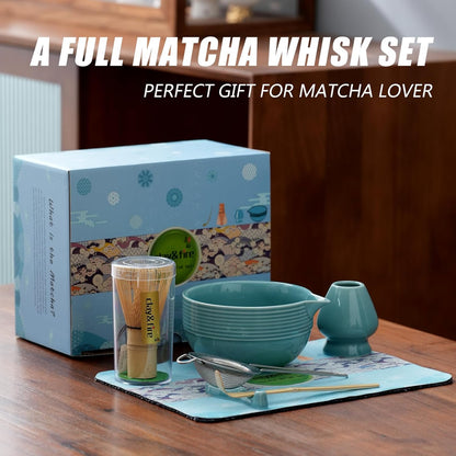 Clay&Fire Matcha Whisk Set, 9 pcs Ceramic Matcha Set, Gifts for Women,Matcha Bowl with Spout and Whisk, Matcha Kit for Matcha Lovers, Gift Mother's Day, Birthday, Anniversary