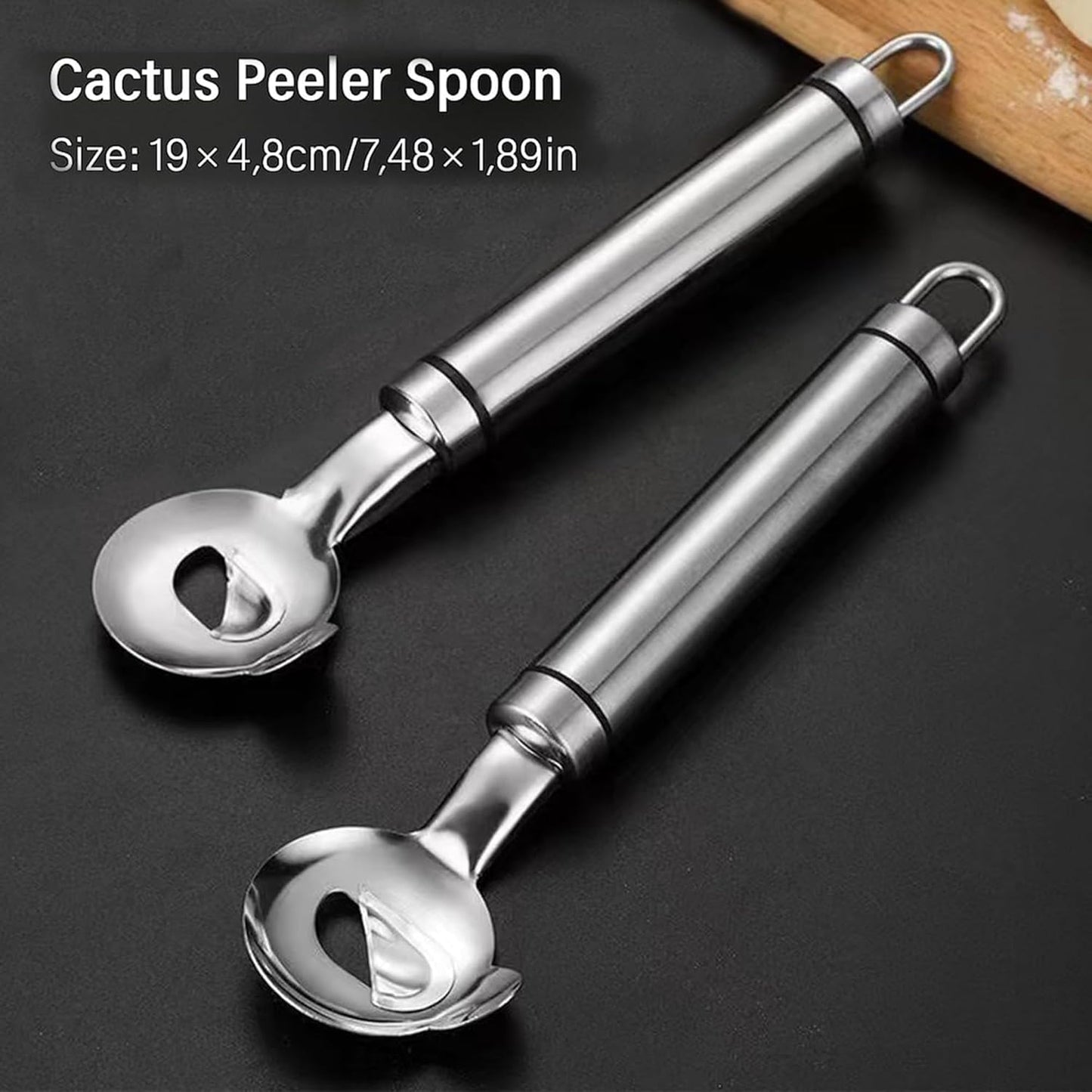 Cactus Peeler Tool, 2 Pack Stainless Steel Pelador de Nopales, Spoon Cactus Thorn Removal Tool, 7.48x1.89in Portable Tools for Kitchen Accessory